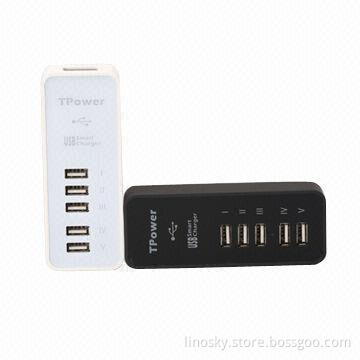 5 USB Adapter with 100-260V AC, 60Hz Input